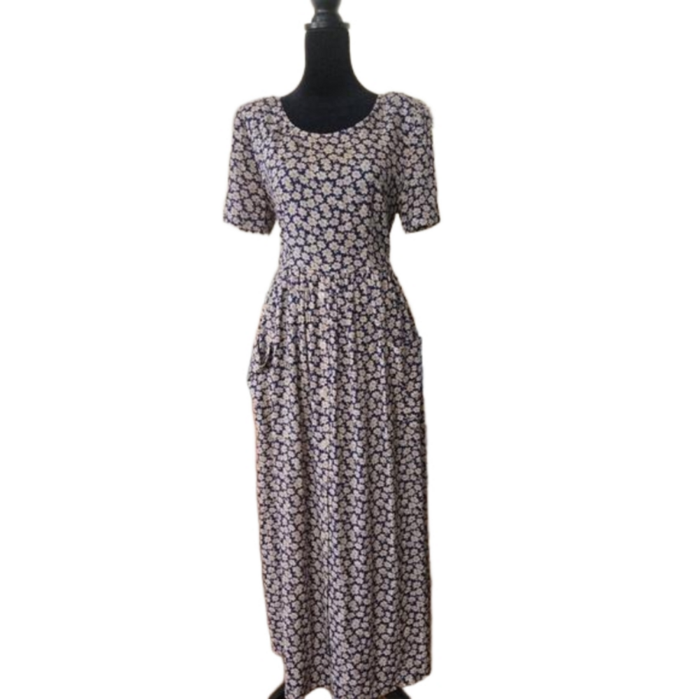 Vintage 90s floral Maxi dress short-sleeved Womens Size 9/10